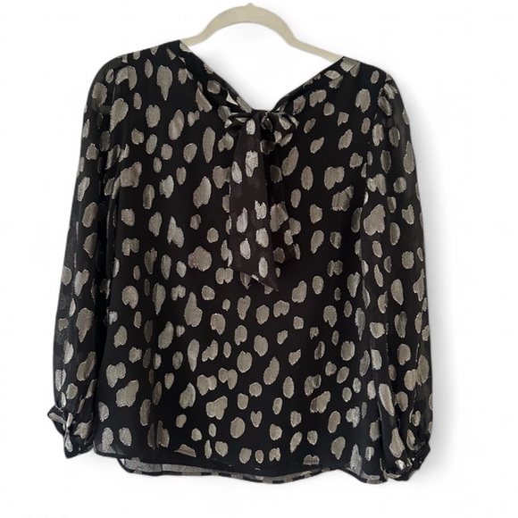 NEW NWT Talbots Black and Silver Long Sleeve Blouse - Picture 3 of 6